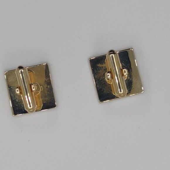 Mens Cufflinks Speidel Goldtone Blue & Black Enamel Vintage Circa 1980's - Picture 7 of 7